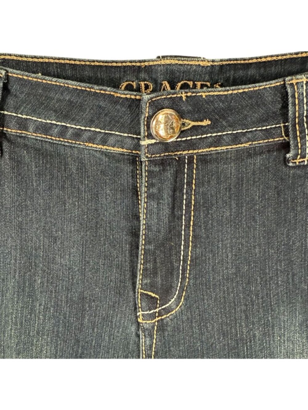 Grace In LA Jeans Womens 14 36 x 33 Blue Gold Embellished Stone Wash NWT Embroid - Picture 6 of 16